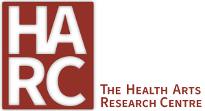 The Health Arts Research Centre Logo. Features the name of the centre to the right of the initials of the centre (HARC).